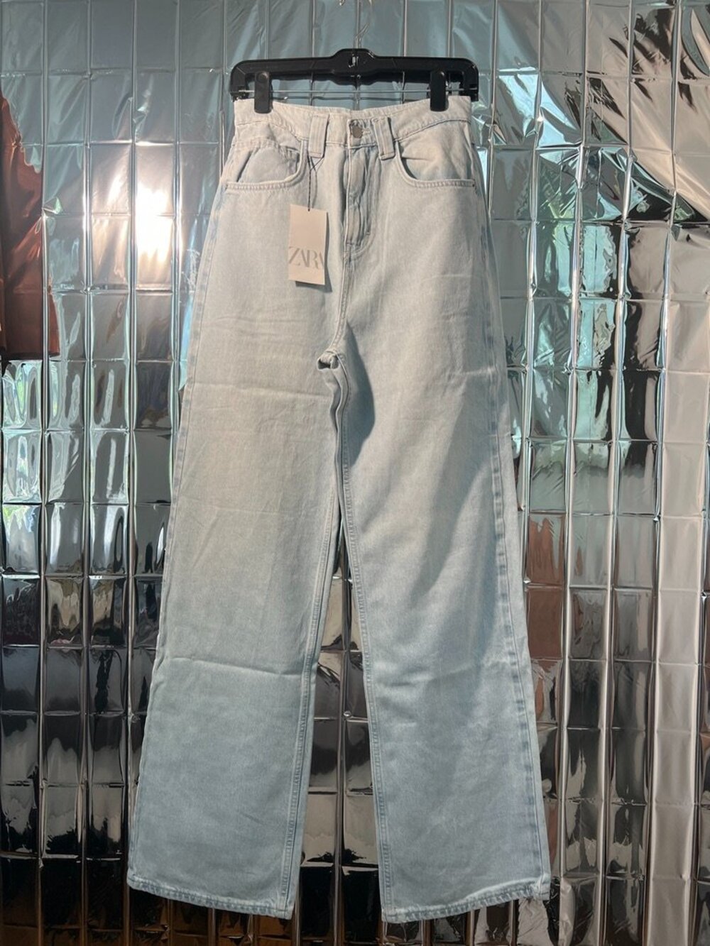 Zara Men's High Waisted Wide Leg Blue Denim Jeans Waist Size 29